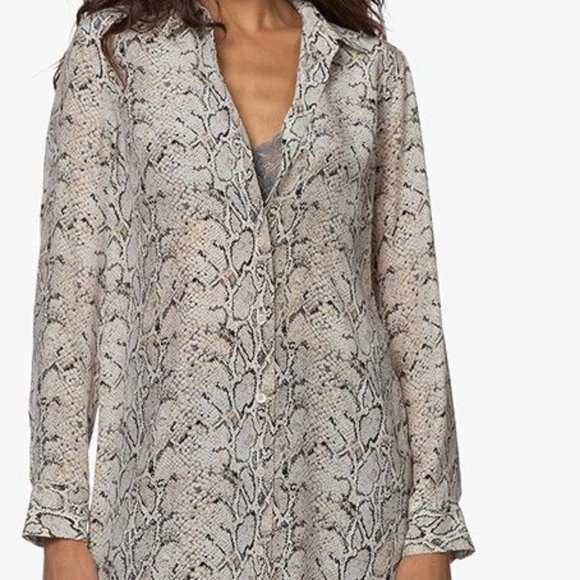 Equipment Essential Silk Tunic Shirt Dress in Natural Python Print Size XS - Picture 6 of 16